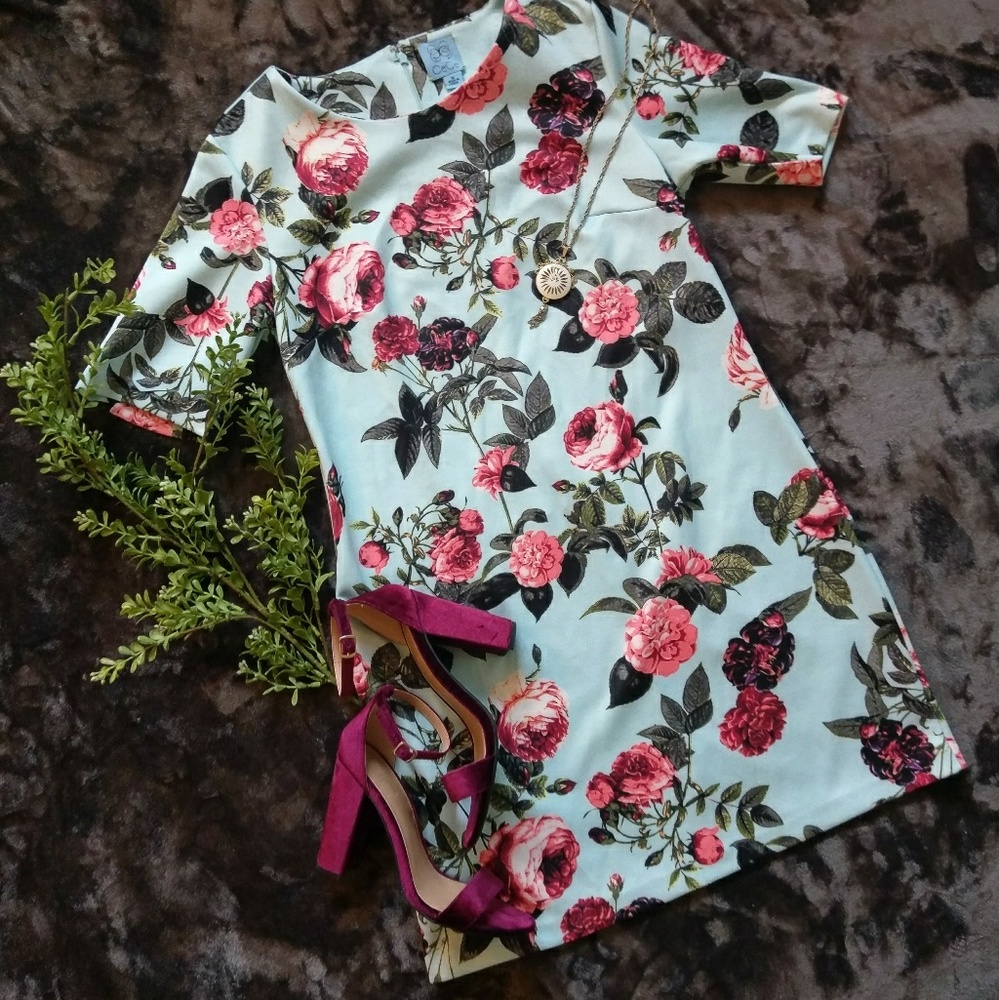 Light Blue and Floral CeCe Dress